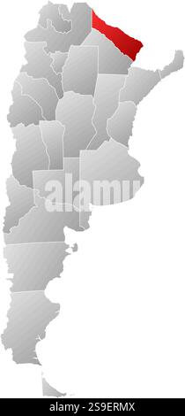 Map of Argentina with the provinces, filled with a linear gradient, Formosa is highlighted. Stock Vector