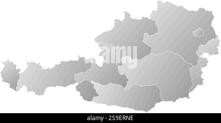 Map of Austria with the provinces, filled with a linear gradient. Stock Vector