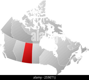 Map of Canada with the provinces, filled with a linear gradient, Saskatchewan is highlighted. Stock Vector
