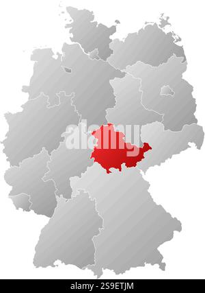 Map of Germany with the provinces, filled with a linear gradient, Thuringia is highlighted. Stock Vector