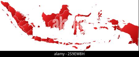 Map of Indonesia with the provinces, filled with a linear gradient. Stock Vector