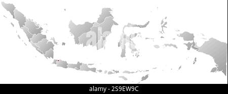 Map of Indonesia with the provinces, filled with a linear gradient, Jakarta is highlighted. Stock Vector