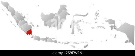 Map of Indonesia with the provinces, filled with a linear gradient, Lampung is highlighted. Stock Vector