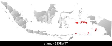 Map of Indonesia with the provinces, filled with a linear gradient, Maluku is highlighted. Stock Vector