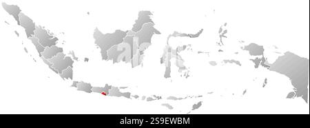 Map of Indonesia with the provinces, filled with a linear gradient, Yogyakarta is highlighted. Stock Vector