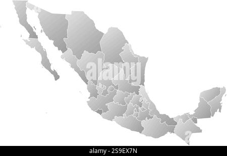 Map of Mexico with the provinces, filled with a linear gradient ...