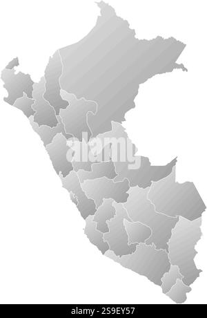 Map of Peru with the provinces, filled with a linear gradient. Stock Vector