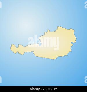 Map of Austria, filled with a radial gradient. Stock Vector