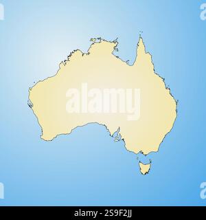 Map of Australia, filled with a radial gradient. Stock Vector