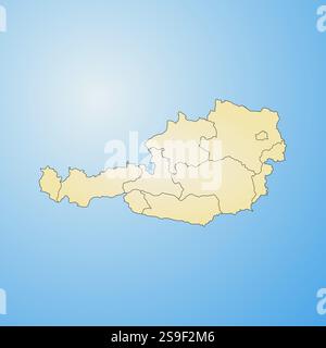 Map of Austria with the provinces, filled with a radial gradient. Stock Vector