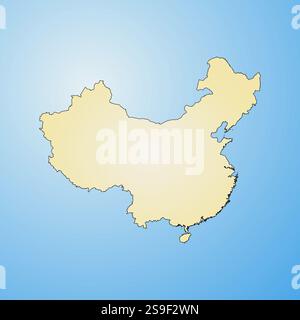 Map of China, filled with a radial gradient. Stock Vector