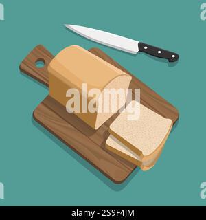 Sliced bread on cutting board Stock Vector