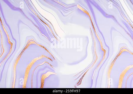 Purple color marble pattern on textile texture as background. Stock Photo
