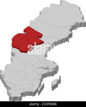 Map of Sweden with the provinces, Jämtland County is highlighted Stock ...
