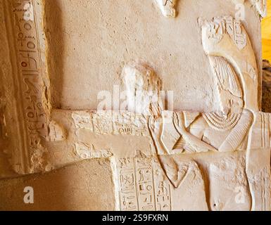 Egypt, Saqqara,  tomb of Meryneith, vestibule, the defunct leaves the tomb. Stock Photo