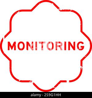 Grunge red monitoring word square rubber seal stamp on white background Stock Vector