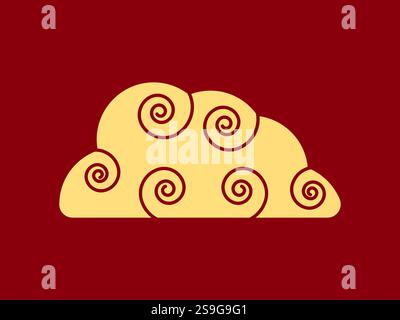 Vector illustration of Japanese cloud set.A cloud's movement in the sky is influenced by the wind. Decorate with Chinese ornaments or eastern ornament. Stock Vector