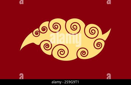 Vector illustration of Japanese cloud set.A cloud's movement in the sky is influenced by the wind. Decorate with Chinese ornaments or eastern ornament. Stock Vector