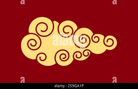 Vector illustration of Japanese cloud set.A cloud's movement in the sky is influenced by the wind. Decorate with Chinese ornaments or eastern ornament. Stock Vector