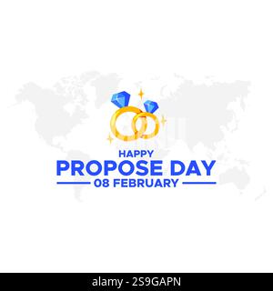 Happy Propose Day Post and Greeting Card. 8 February - Propose Day of Valentine's Week Vector Illustration,happy propose day Stock Vector