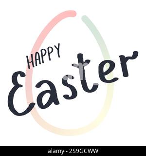 Easter eggs design, Easter day festival icon, gradient outline egg icons with title lettering Happy Easter symbols collection, logo isolated vector il Stock Vector