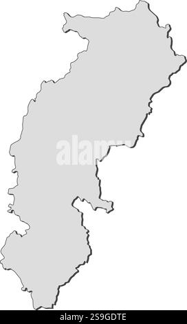 map of Chhattisgarh is a state of India with borders districts Stock ...