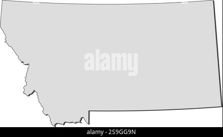 Map of Montana, a province of United States. Stock Vector