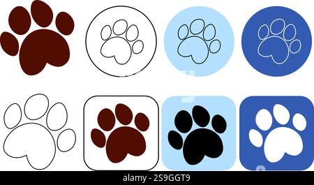 dog paw vector footprint icon logo cartoon character symbol illustration doodle design Stock Vector
