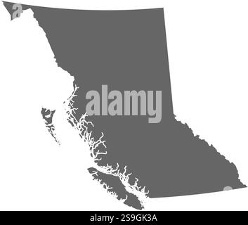 The black and white maps of British Columbia province, Canada Stock ...