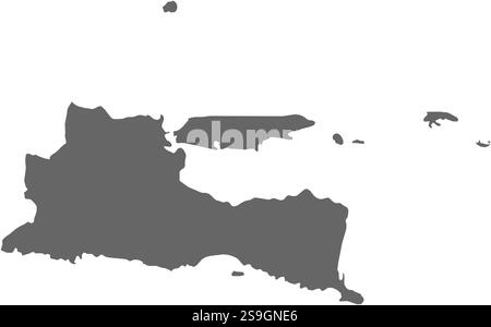 Map of East Java, a province of Indonesia. Stock Vector