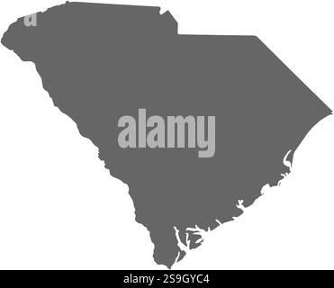 South Carolina map with shapes of regions. Blank vector map of the US ...