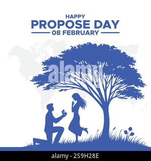 Happy Propose Day Post and Greeting Card. 8 February - Propose Day of Valentine's Week Vector Illustration,happy propose day Stock Vector