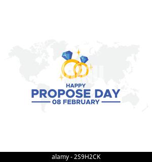 Happy Propose Day Post and Greeting Card. 8 February - Propose Day of Valentine's Week Vector Illustration,happy propose day Stock Vector