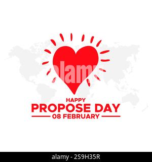Happy Propose Day Post and Greeting Card. 8 February - Propose Day of Valentine's Week Vector Illustration,happy propose day Stock Vector