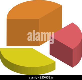 A creative set of 3D pie charts and segmented diagrams representing market segmentation, data analysis, and customer demographics. Ideal for business Stock Vector