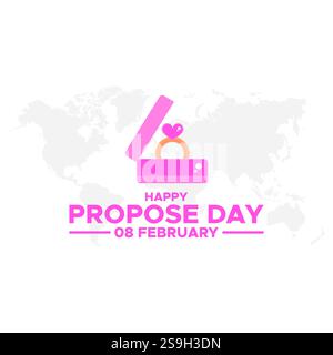 Happy Propose Day Post and Greeting Card. 8 February - Propose Day of Valentine's Week Vector Illustration,happy propose day Stock Vector