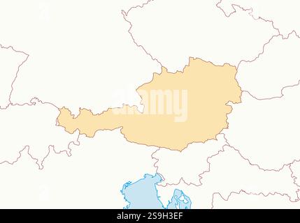 Map of Austria and nearby countries, Austria is highlighted. Stock Vector