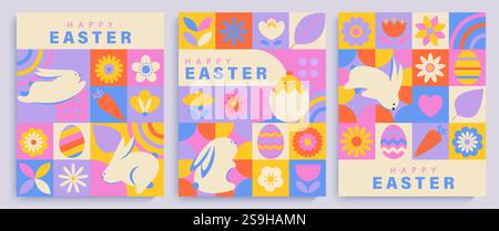 Set banners, flyers for Happy Easter. Stock Vector