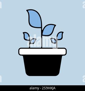Plant in the pot isolated vector icon. Graph symbol for agriculture, garden and plants web site and apps design, logo, app, UI Stock Vector
