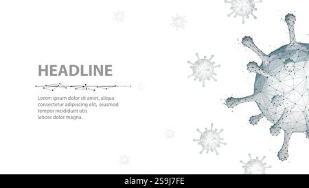 Virus. Abstract vector 3d viral microbe isolated on blue background. Allergy bacteria, medical healthcare, microbiology concept. Stock Vector