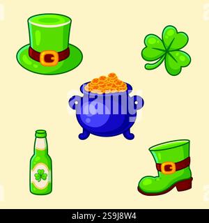 Set of elements for St Patrick's day. Vector illustration. Stock Vector