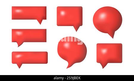 3D speech bubbles different shapes message icon. For social media advertising posters. Vector isolated set. Stock Vector