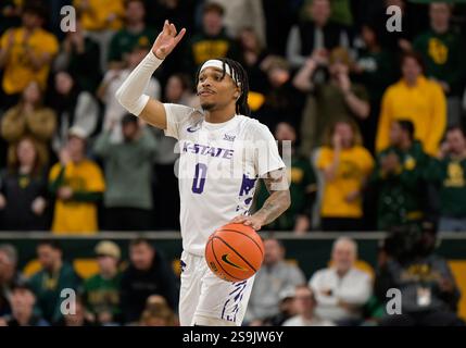 Kansas State guard Dug McDaniel drives up court during the first half