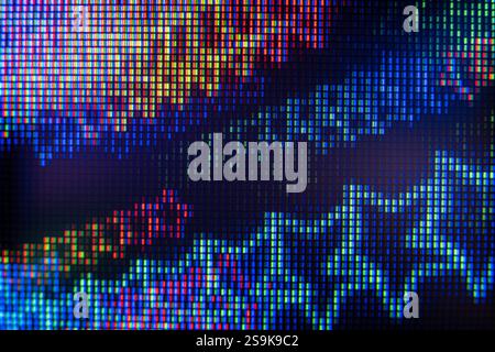 Detailed macro photography of LCD monitor showing intricate pixels and patterns Stock Photo