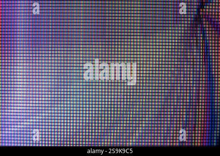 Detailed macro photography of LCD monitor showing intricate pixels and patterns Stock Photo