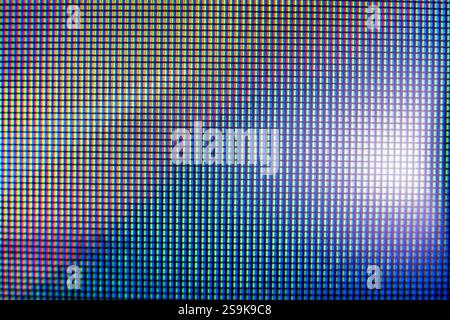 Detailed macro photography of LCD monitor showing intricate pixels and patterns Stock Photo
