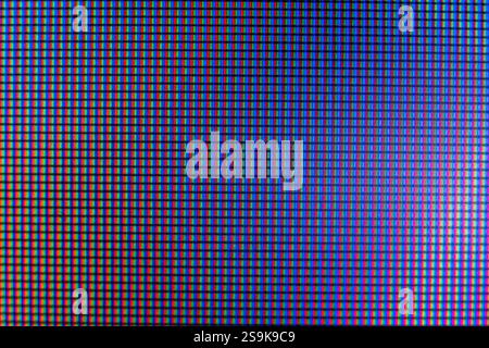 Detailed macro photography of LCD monitor showing intricate pixels and patterns Stock Photo