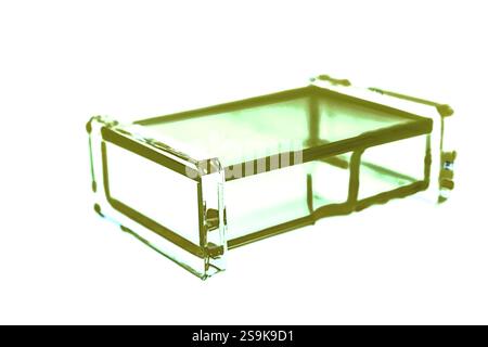 abstract green transparent plastic box on white background Stock Photo