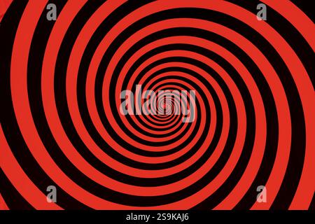 Hypnosis visualisation conept endless red and black spiral Stock Photo