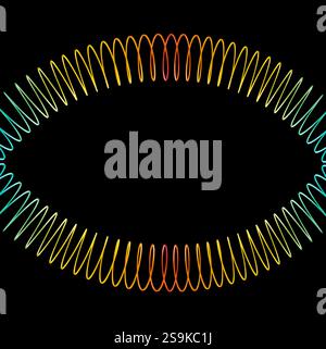 Rainbow Coil Spring on black background Stock Photo